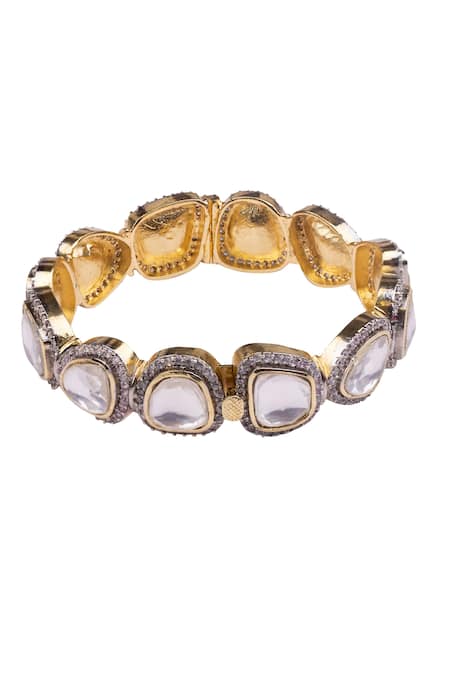 Shop Vasundhara Gold Plated Diamonds, Stones Handcrafted Studded Bracelet at Aza Fashions Shop_Vasundhara_Gold Plated Diamonds, Stones Handcrafted Studded Bracelet _at_Aza_Fashions