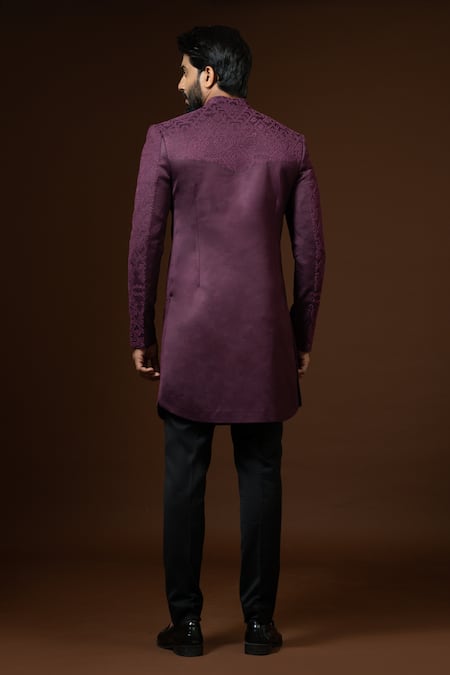 PAARSH French Knot Embroidered Achkan Trouser Set 