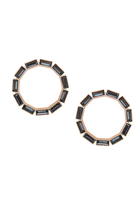 Esme By Aashna Dalmia Blue Bead Embellished Hoops