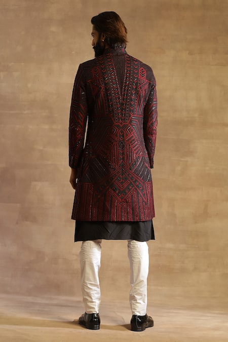 Raghavendra Rathore Jodhpur Geometric Pattern Achkan 