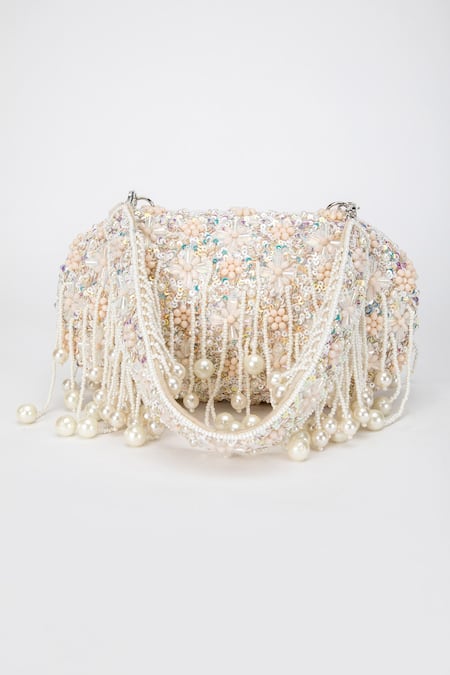 Shop Eena Beige Sequins Aria Silk Embellished Clutch at Aza Fashions Shop_Eena_Beige Sequins Aria Silk Embellished Clutch _at_Aza_Fashions