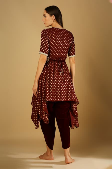 Monk & Mei By Sonia Anand Tamanna Asymmetric Kurta & Dhoti Pant Set 