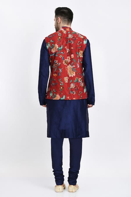 Shop Samant Chauhan Blue , Satin, Silk Embroidery Reversible Bundi And Kurta Set at Aza Fashions Shop_Samant Chauhan_Blue , Satin, Silk Embroidery Reversible Bundi And Kurta Set _at_Aza_Fashions