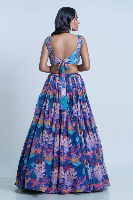 Nautanky Coral Print Lehenga Set 