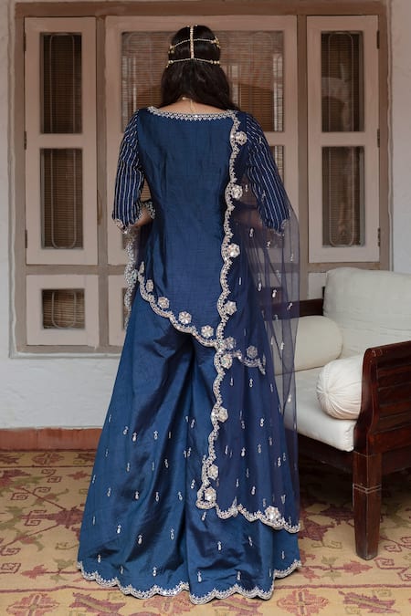 House of Dasmaya Neck Embroidered Sharara Set 