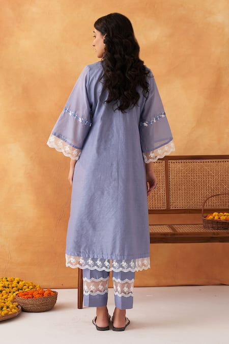 Shipraa Grover Layla Resham Embroidered Straight Kurta Pant Set 