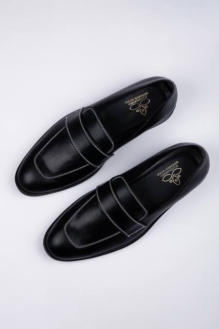 Shop_SCHON ZAPATO_Black Noir Vegan Leather Shoes _at_Aza_Fashions