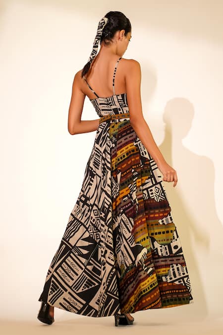 Nikita Mhaisalkar Front Cut-Out Printed Gown 