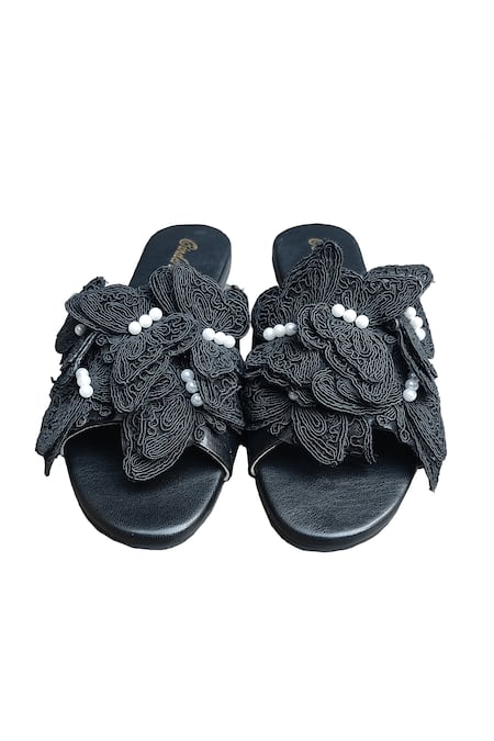 Cinderella By Heena Yusuf Titli Dusky Applique Work Flats 