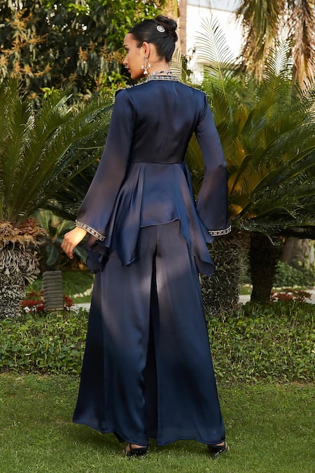 Bohame Zahrah Embellished Peplum Top With Flared Pant 