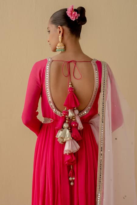 Mint Blush Border Embroidered Anarkali Set 