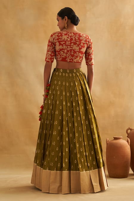Taisha Woven Lehenga & Embroidered Blouse Set 