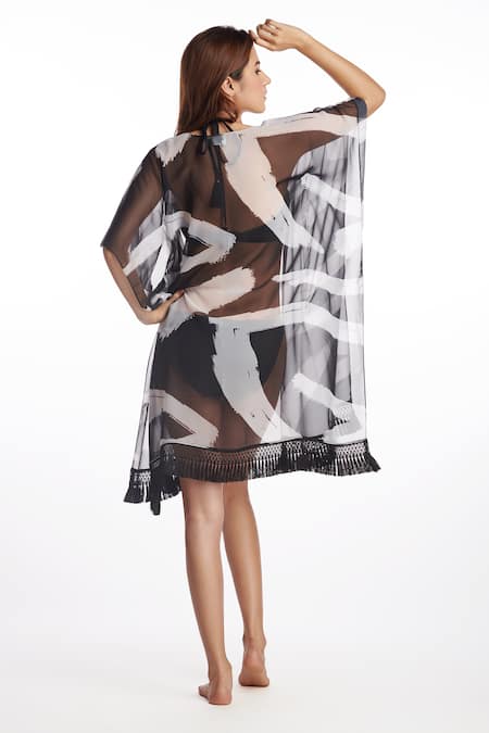 Kai Resortwear Barcode Fringe Cape 