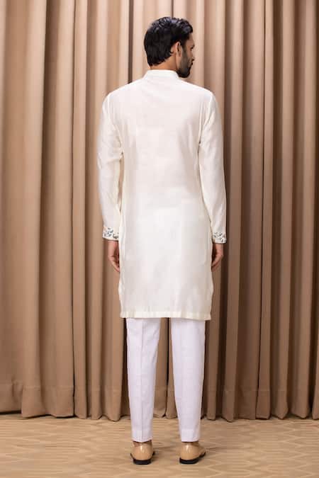 Buy Ankit V Kapoor Off White Cotton, Silk Embroidery Amaani Floral Botanical Print Jacket Kurta Set Buy_Ankit V Kapoor_Off White Cotton, Silk Embroidery Amaani Floral Botanical Print Jacket Kurta Set