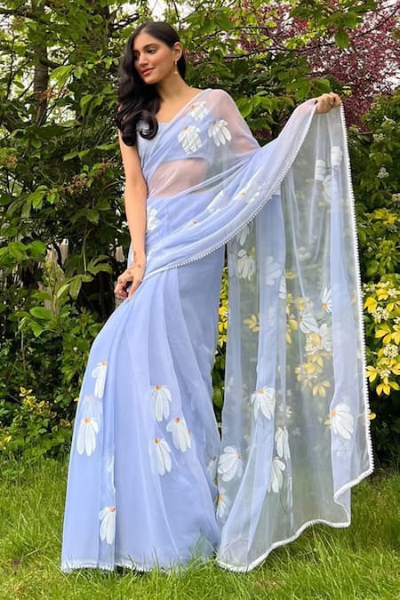 Meghstudio Hand Embroidered & Hand Painted Saree 