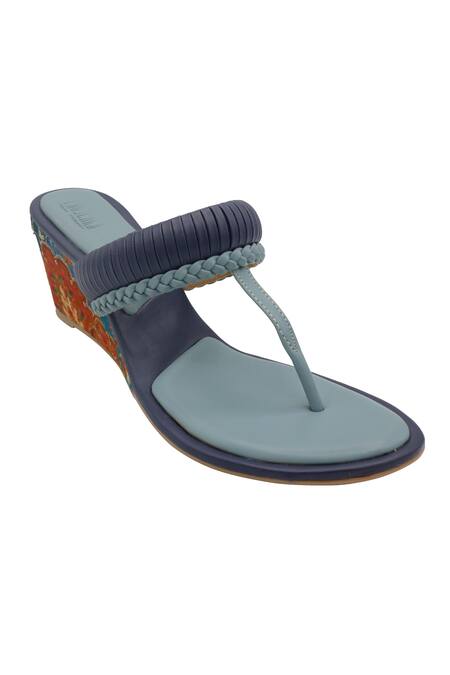 Veruschka By Payal Kothari Ghevar Pleated Strap Wedges 