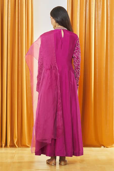 Label Shristi Chetani Sleeve Embroidered Anarkali Set 