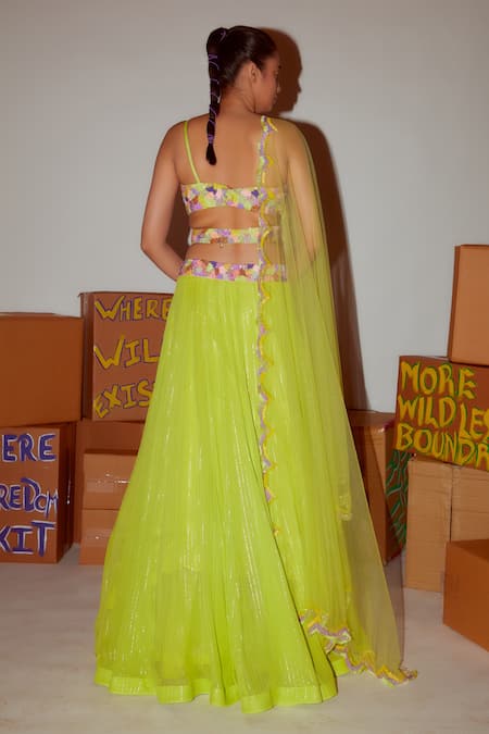 Nirmooha Floral Embroidered Waistband Lehenga Set 