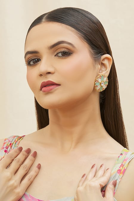 The Bling Girll Circular Stone Embellished Studs 