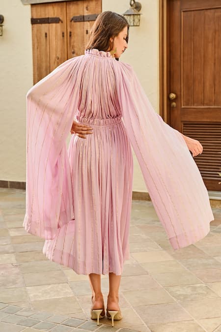 Palak & Mehak Zoe Exaggerated Cape Sleeve Dress 