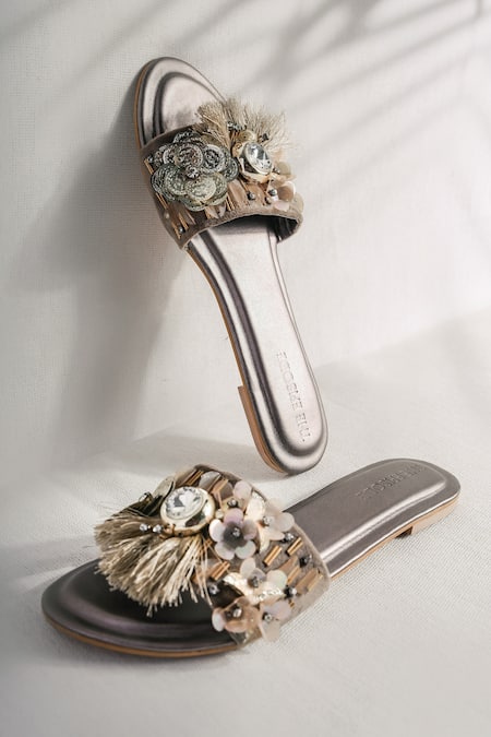 Shop The Episode Gold Whiskey Lullaby Embellished Flats at Aza Fashions Shop_The Episode_Gold Whiskey Lullaby Embellished Flats _at_Aza_Fashions