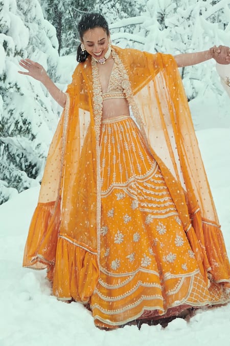 Sahil Kochhar Nagruk Floral Embroidered Bridal Lehenga Set 