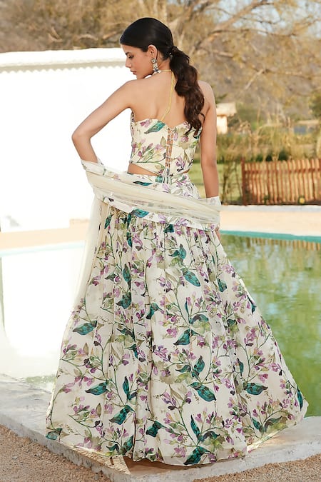 Basanti - Kapde Aur Koffee Botanical Print Lehenga Blouse Set 