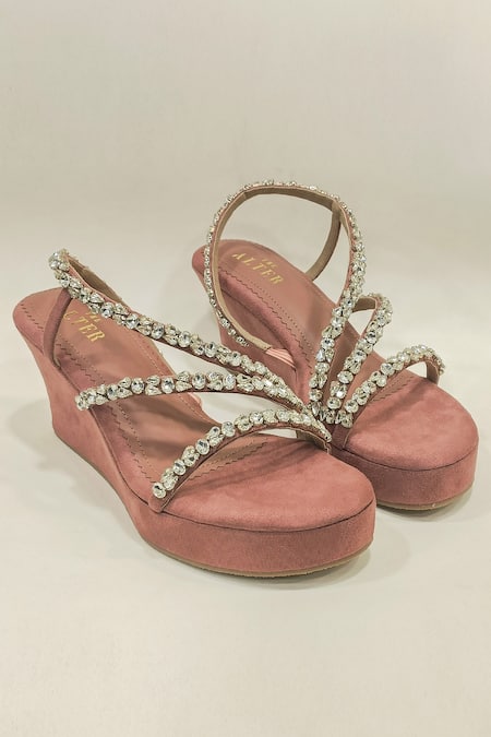 Shop The Alter Grey Rhinestones Kiara Stone Embellished Wedges at Aza Fashions Shop_The Alter_Grey Rhinestones Kiara Stone Embellished Wedges _at_Aza_Fashions