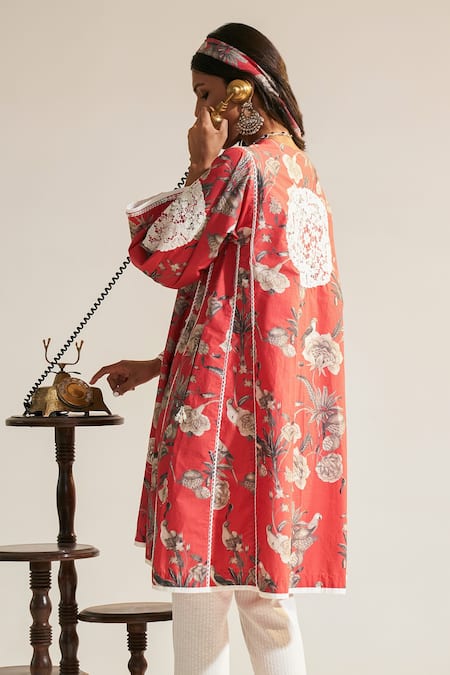 Sage Saga Soha Garden Print Kalidar Kurta Palazzo Set 