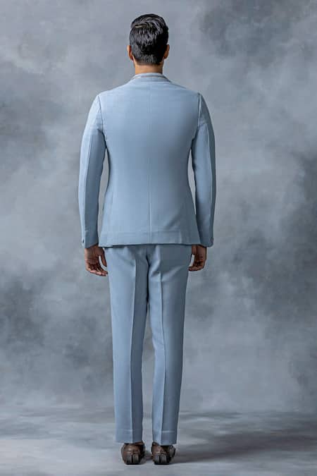 Sarab Khanijou Sky Blue Zipper Detailed Blazer & Pant Set 