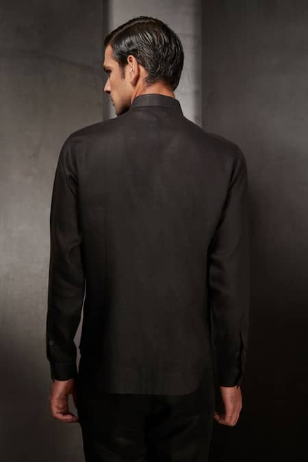 Rohit Gandhi + Rahul Khanna Linen Applique Embroidered Shirt 