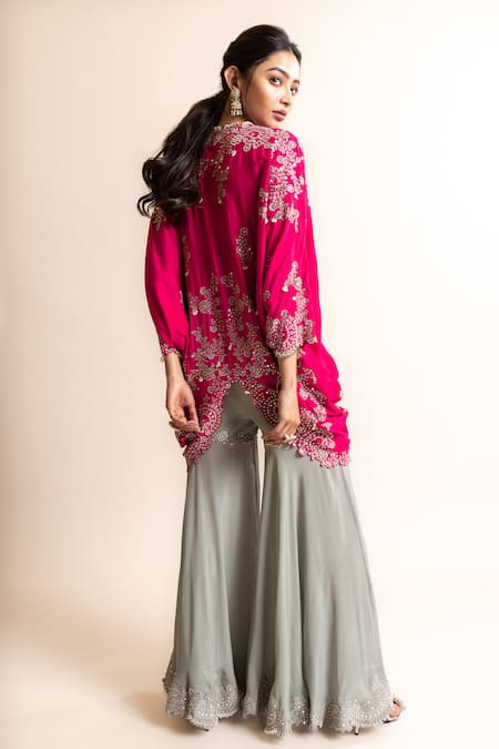 Nupur Kanoi Hand Embroidered Short Tunic & Bias Gharara Set 