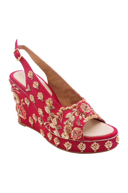 Veruschka By Payal Kothari Sarod Zardozi Embroidered Wedges 