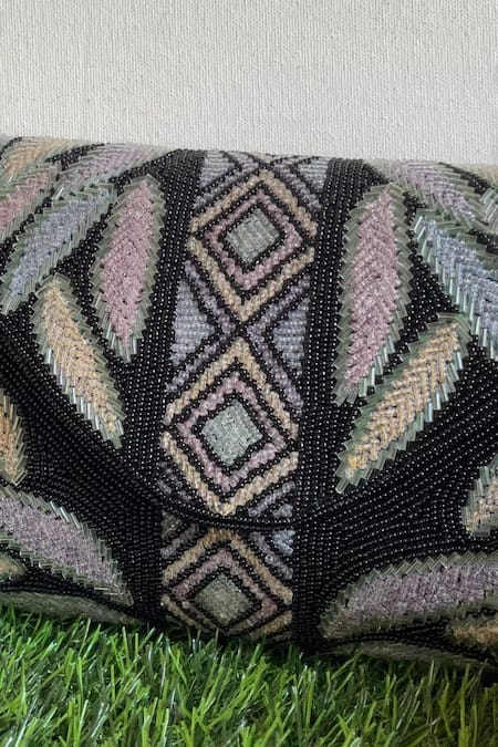 Kreivo By Vamanshi Damania Embellished Silk Envelope Clutch 