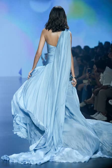 Saisha Shinde One Shoulder Ruched Gown 