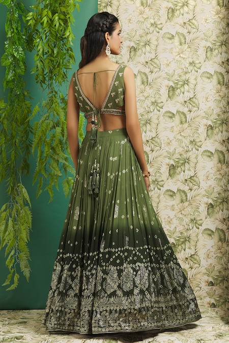 Aariyana Couture Ombre Bandhani Print Lehenga Set 