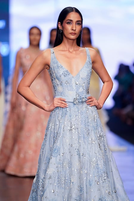 Nachiket Barve Galaxy Bead Embroidered Gown 