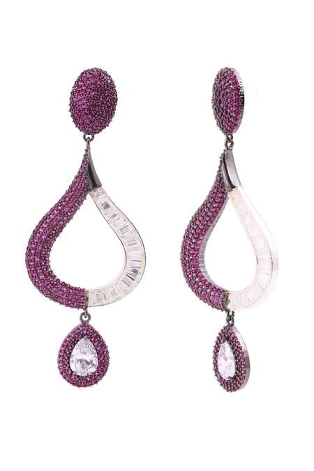Soigne Atelier Pink Embellished Dew Drops Earrings 2