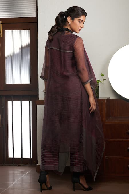 Bodhi Tree Woven Asymmetric Kaftan with Inner 