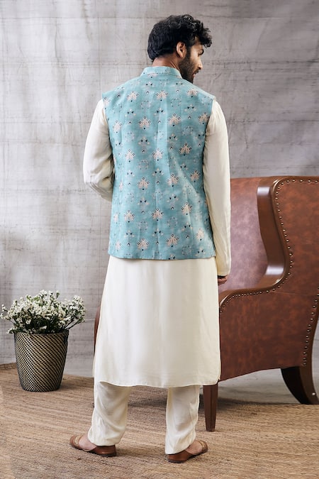 Soup By Sougat Paul Geometric Print Bundi & Kurta Set