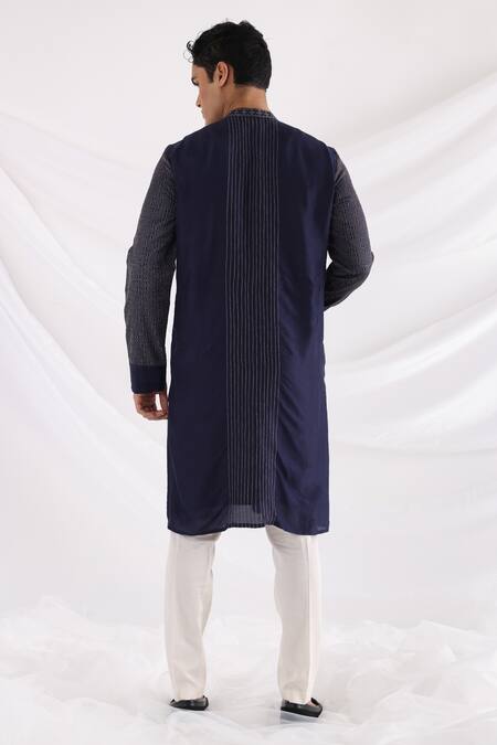 Shop Smriti By Anju Agarwal Blue Cotton Geometric Pattern Kurta Set at Aza Fashions Shop_Smriti By Anju Agarwal_Blue Cotton Geometric Pattern Kurta Set_at_Aza_Fashions