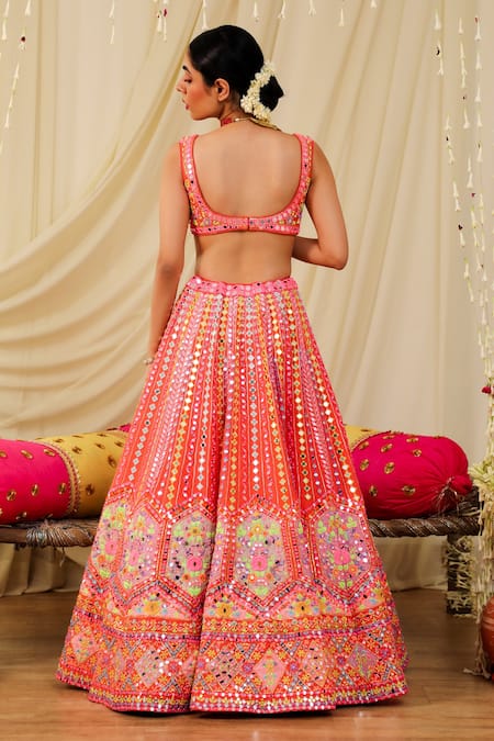 Rajbinder Chahal Floral Embroidered Bridal Lehenga Set 