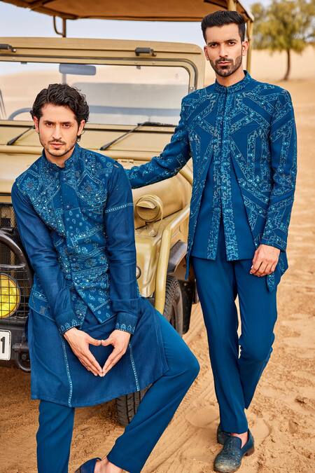 Sarab Khanijou Silk Embroidered Bundi Pant Set 