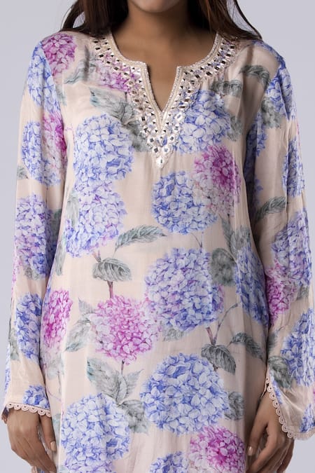 Tangerine Tiger Floral Print Short Kurta 