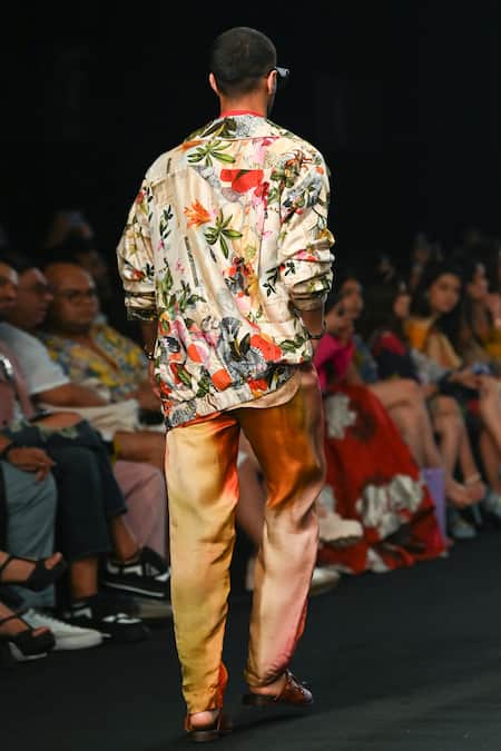 Shop Mahima Mahajan Multi Color Organza, Satin Ombre Effect Pant at Aza Fashions Shop_Mahima Mahajan_Multi Color Organza, Satin Ombre Effect Pant _at_Aza_Fashions