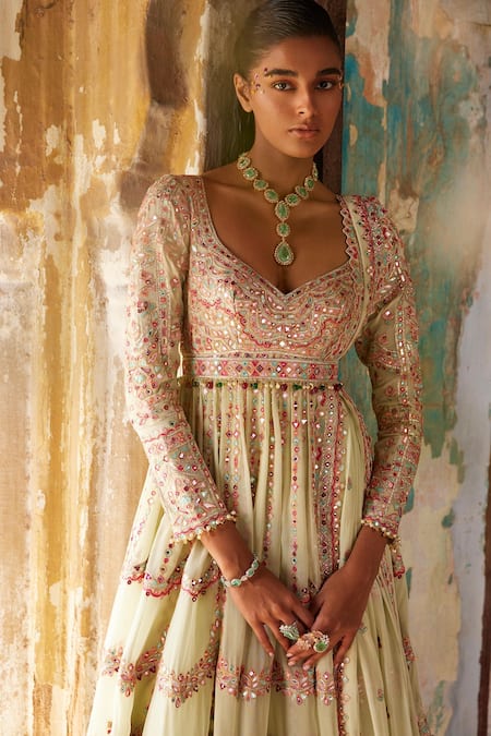 Tamanna Punjabi Kapoor Resham & Mirror Embroidered Anarkali With Dupatta 