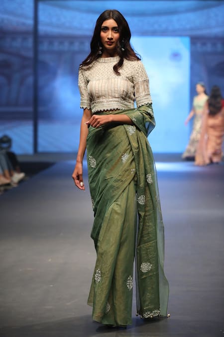 Shinor Tissue Embroidered Saree With Cutwork Blouse 