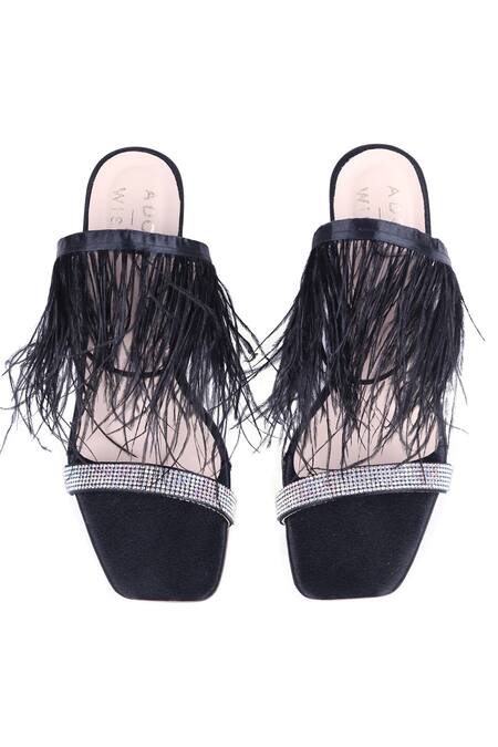 Adorn My Wish Faux Feather Stiletto Heels 