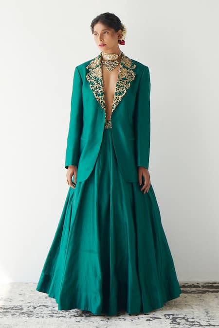 Esha Arora Sequin Embroidered Blazer And Lehenga Set 