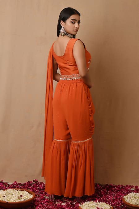 Label Nitisha Pre-Draped Pant Saree & Blouse Set 